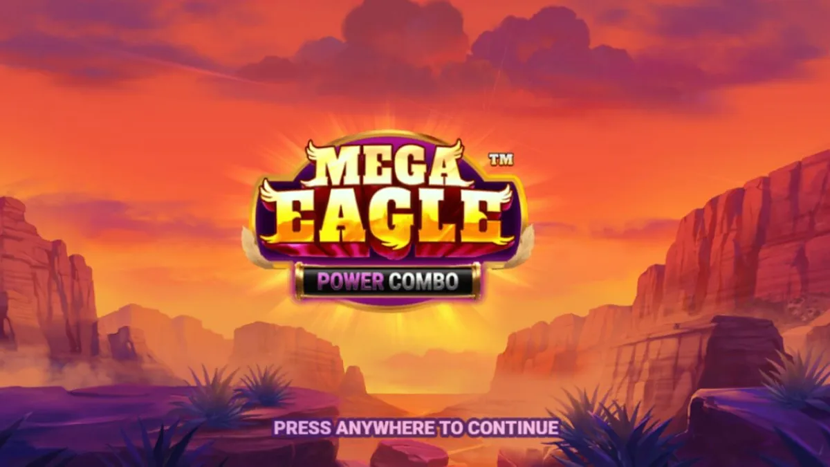 Mega Eagle Power Combo slot game screen showing eagle symbols and mountain landscape