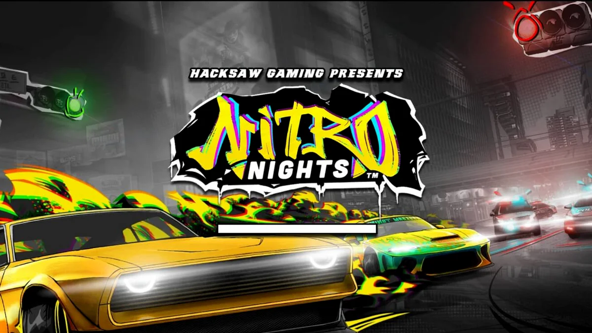 Tampilan antarmuka permainan slot Nitro Nights pada layar ponsel pintar