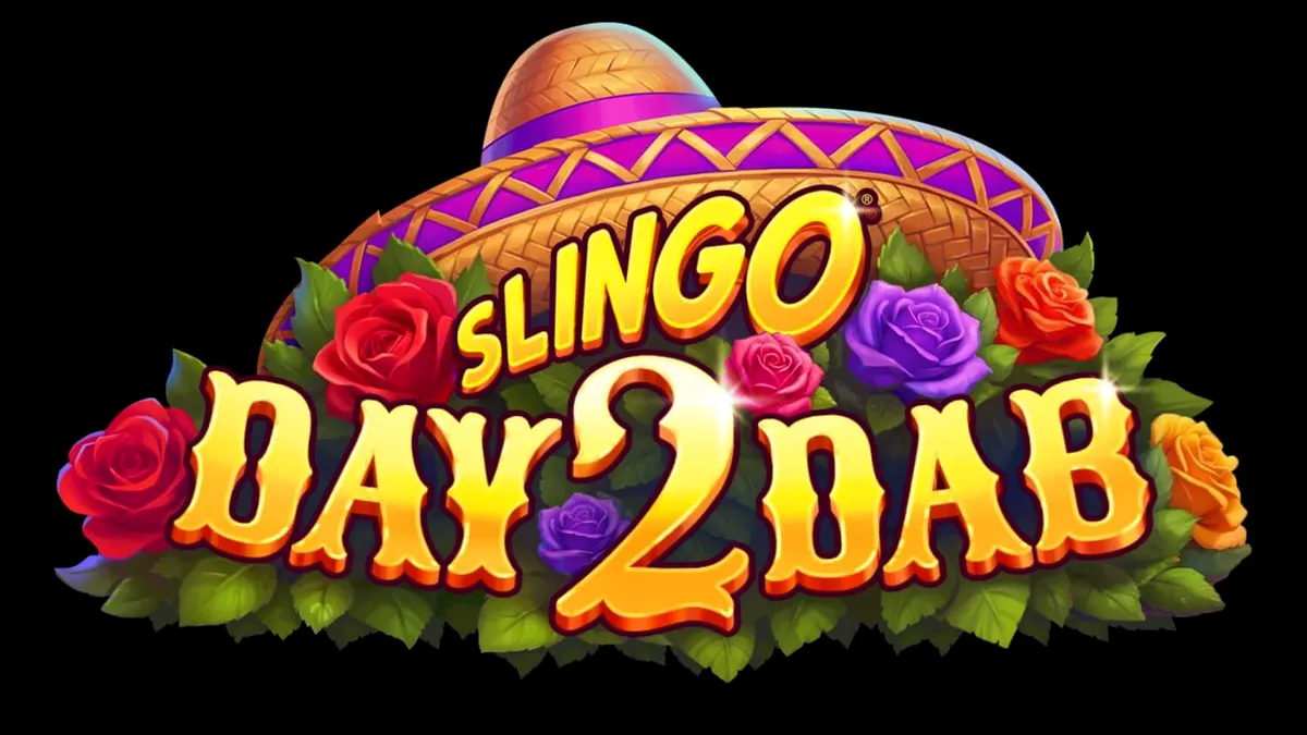 Tampilan visual permainan slot Slingo Day 2 Dab dengan tema Day of the Dead yang meriah